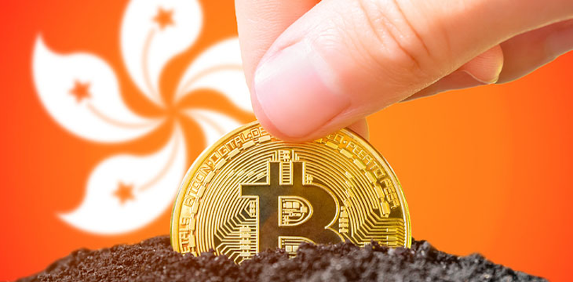 Planting-bitcoin-in-front-of-Hong-Kong-flag
